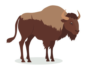 American Bison Cartoon Icon in Flat Design