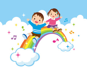 虹と子供たち
