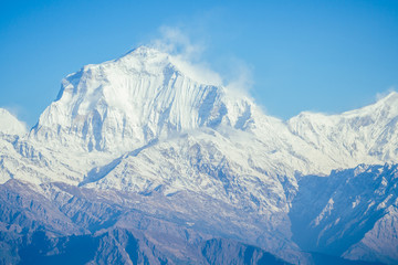 beautiful view of the landscape of the Himalayan mountains. Snow-covered mountain peaks. trekking concept in the mountains
