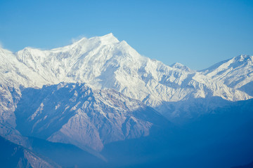 beautiful view of the landscape of the Himalayan mountains. Snow-covered mountain peaks. trekking concept in the mountains
