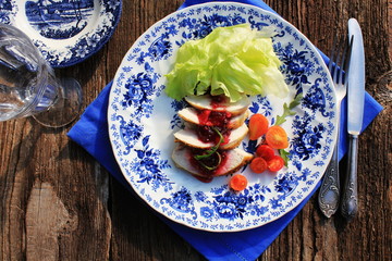 roasted chicken breast with lingonberry jam