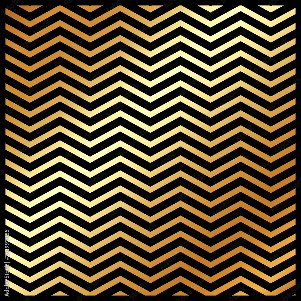 Aufkleber abstract gold color chevron pattern on black color background and texture.