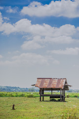 on hill top viewpoint house the sun at sunset time, Hatyai viewpoint, Songkhla, Travel in Thailand, Summer holiday vacation travel trip