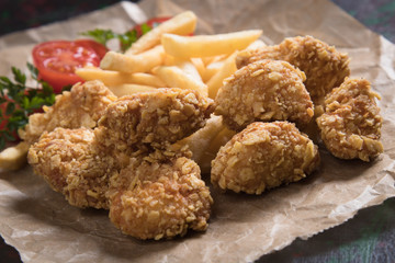 Deep fried chicken nuggets