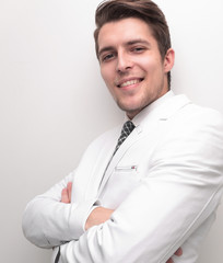 confident businessman in white shirt