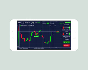 HUD interface - web application, stock exchange on a white phone screen on a gray background