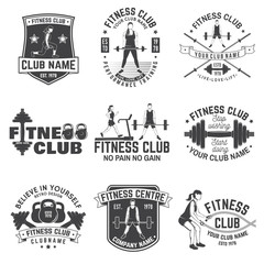 Fitness club badges. Vector. For fitness centers emblems, gym signs and others.