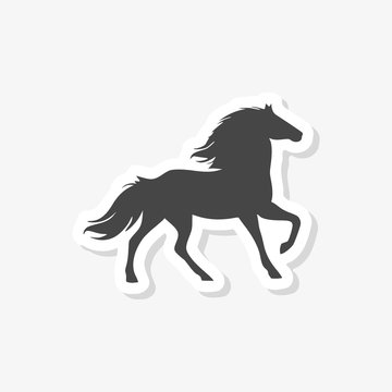 Horse silhouette sticker, simple vector icon