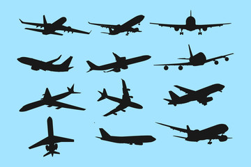 12 Airplane Silhouette Vector Design