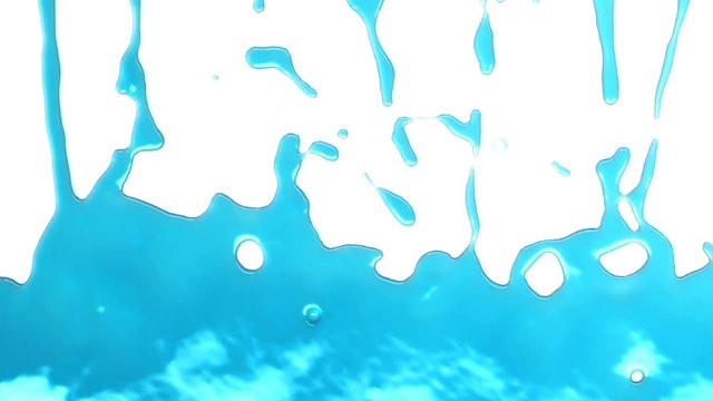 Filling the frame with blue fluid or liquid in slow motion. Alpha