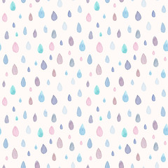 Seamless pattern with hand painted raindrops. Colorful watercolor background for fabric, wallpapers, gift wrapping paper, scrapbooking.