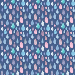 Seamless pattern with hand painted raindrops. Colorful watercolor background for fabric, wallpapers, gift wrapping paper, scrapbooking.