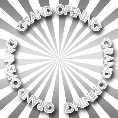 Stock Illustration - White Colored Text: Grand Opening, Silver Colored top, 3D Illustration, Bright Against the Background, Copy Space, Announcement Template.