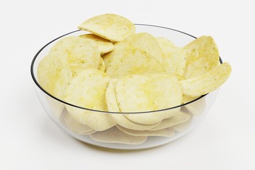 Realistic 3D Render of Potato Chips