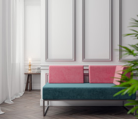 Mockup Poster in the interior, 3D illustration of a modern design