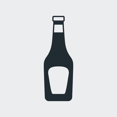 Icono plano botella de cristal de ketchup en fondo gris