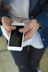 closeup of hands with mobile phone
