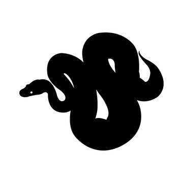 Icono plano silueta serpiente boa en color negro