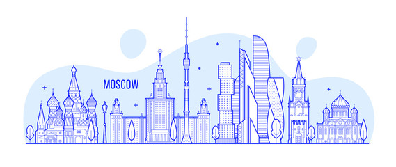 Moscow skyline, Russia city buildings vector