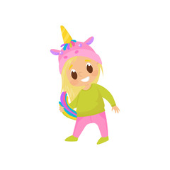 Obraz na płótnie Canvas Girl playing and having fun in a unicorn costume