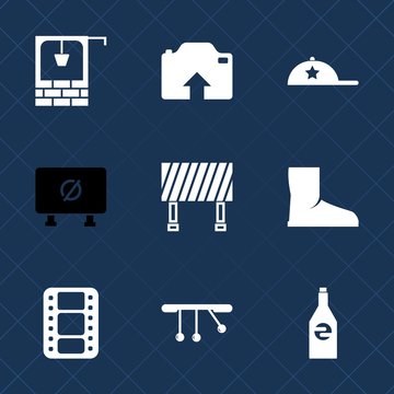 Premium set with fill icons. Such as upload, wooden, old, movie, picture, rural, stone, white, video, object, boot, road, hat, film, brick, cap, beverage, pendulum, clothing, photo, liquid, antique