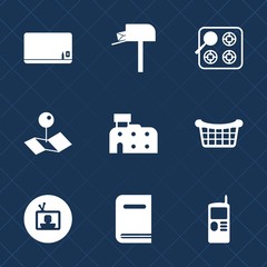 Premium set with fill icons. Such as school, vintage, technology, chalk, library, send, communication, phone, board, blank, television, tv, texture, map, mail, message, space, cell, kitchen, house