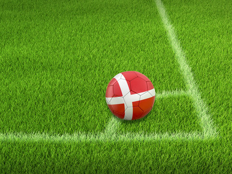 Soccer football with Danish flag