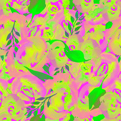 Watercolor Floral Repeat Pattern. Can be used as a Print for Fabric, Background for Wedding Invitation