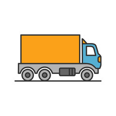 Fototapeta na wymiar Delivery truck color icon