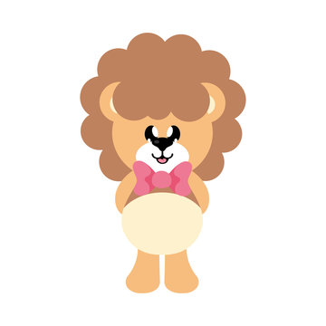 cartoon cute lion with tie