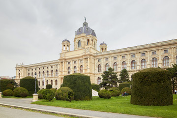 Vienna, Austria - 15 April 2018: Maria Theresa Square. The Kunsthistorisches Museum.