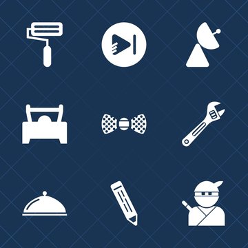 Premium set with fill icons. Such as transportation, roller, restaurant, clothing, play, sign, japan, internet, web, pencil, media, bow, music, roll, weapon, fashion, radio, repair, signal, wrench
