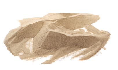 Pile desert sand dune isolated on white background