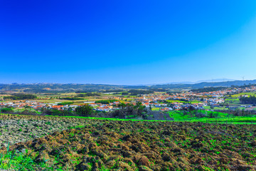 Fototapeta na wymiar A typical agricultural landscape of springtime somewhere in Oeste near Maceira, Vimeiro, municipality Lourinha in Portugal.