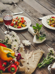 Organic vegetables - healthy food (fresh vegetable set).  Food background