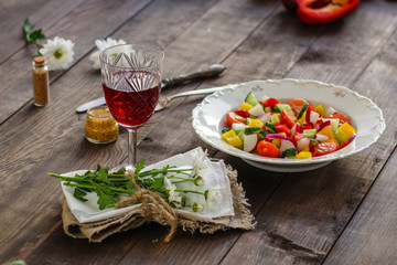 Organic vegetables - healthy food (fresh vegetable set).  Food background