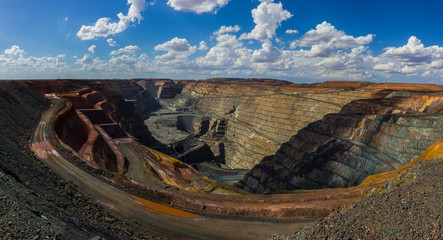 the biggest australian gold mine - super pit in Kalgoorlie, Western Australia, on a sunny summer...