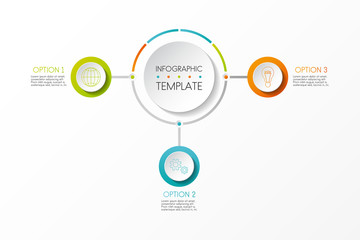Multicoloured infographic template with business icons and options. Vector.