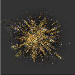 Golden glitter explosion on grey.