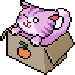 vector pixel art cat play