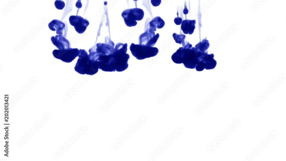 Poster blue ink dissolves in water on white background with luma matte. 3d render of computer simulation. v