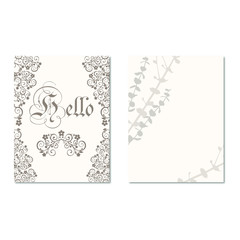 Greeting card with calligraphic inscription Hello