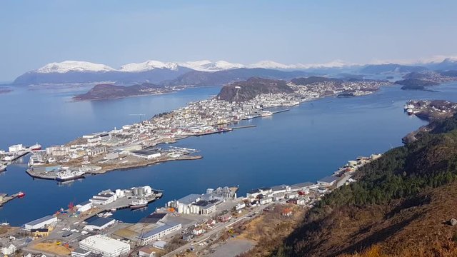 Beautiful Alesund town on the coastline of Norway