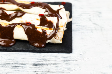 Mexican chicken enchiladas with chili chocolate salsa