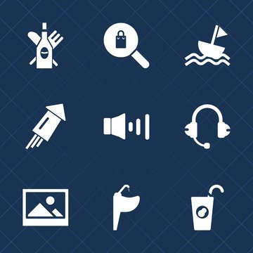 Premium set with fill icons. Such as wineglass, bathroom, tap, clothing, event, woman, female, sailboat, alcohol, microphone, celebration, drink, old, music, frame, firework, searching, healthy, sail