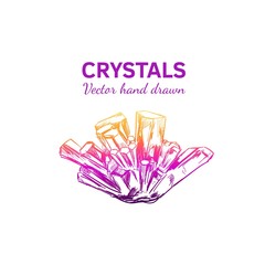 Crystals and Minerals. Vector 3