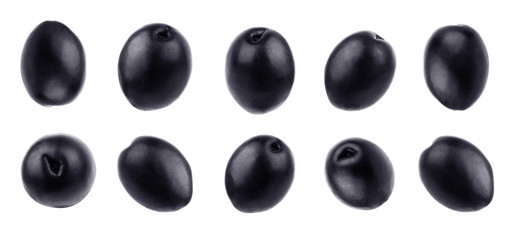 Black olives set isolated. Clipping Path