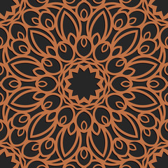 Laser cutting seamless pattern. Tapestry panel. Jigsaw die cut ornament. Lacy cutout silhouette stencil. Fretwork floral screen. Vector template for paper cutting, metal and woodcut.