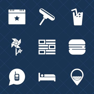 Premium set with fill icons. Such as travel, nature, summer, work, sign, award, food, location, telephone, celebration, flower, internet, cheeseburger, cup, spring, glass, phone, party, hotel, news