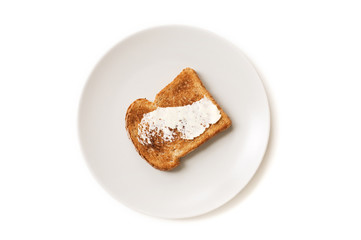 Breakfast toast on a plate isolated on white background